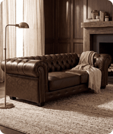 Chesterfield Brown Leather Antique 3 Seater Sofa