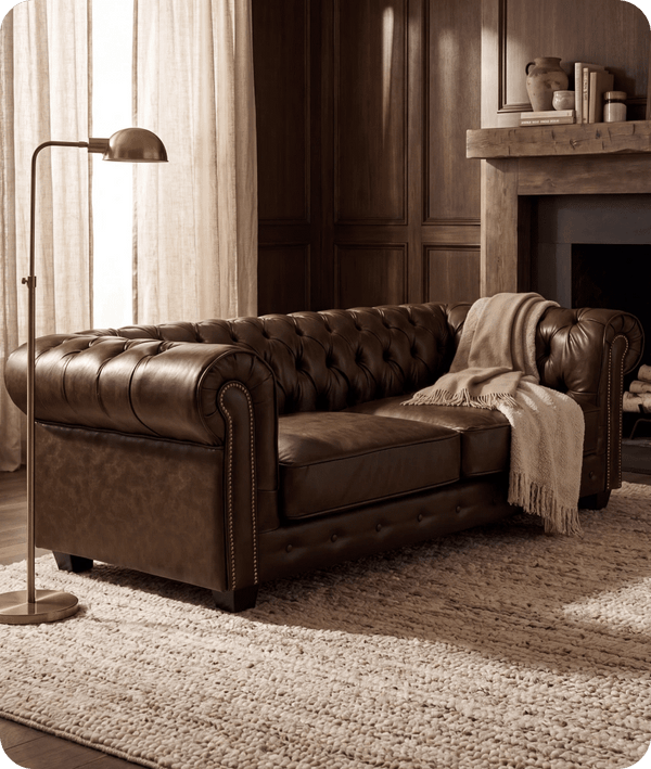 Chesterfield Brown Leather Antique 3 Seater Sofa