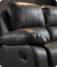 York Grey Leather 3 Seater Manual Recliner Sofa