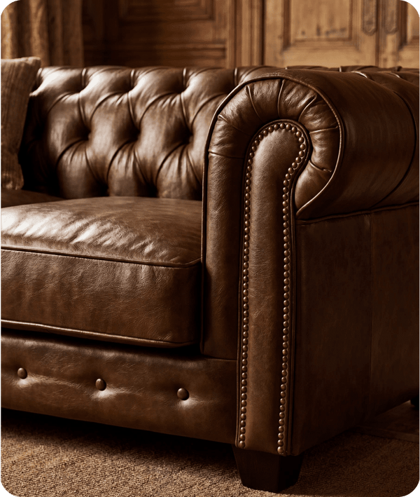 Chesterfield Brown Leather Antique 3 Seater Sofa