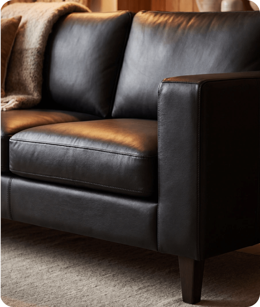 Nova Black Leather 3 Seater Sofa