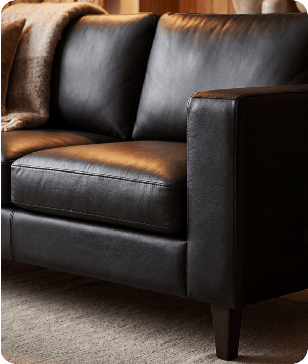 Nova Black Leather 3 Seater Sofa