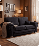 Florence High Back Black Fabric 3 Seater Sofa Bed