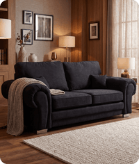 Florence High Back Black Fabric 3 Seater Sofa Bed