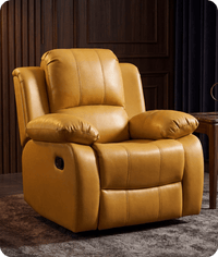 York Leather Mustard Manual Recliner Armchair