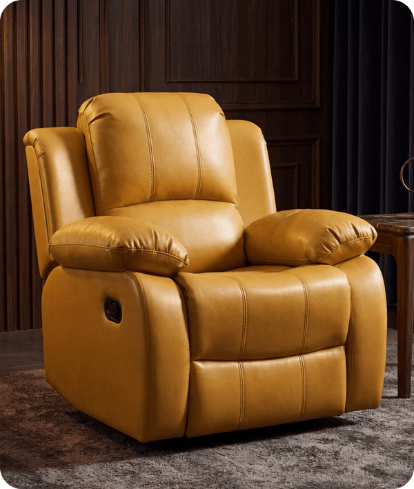 York Leather Mustard Manual Recliner Armchair