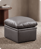 Florence Grey   Leather Footstool