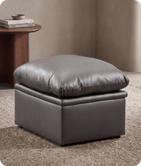 Florence Grey   Leather Footstool