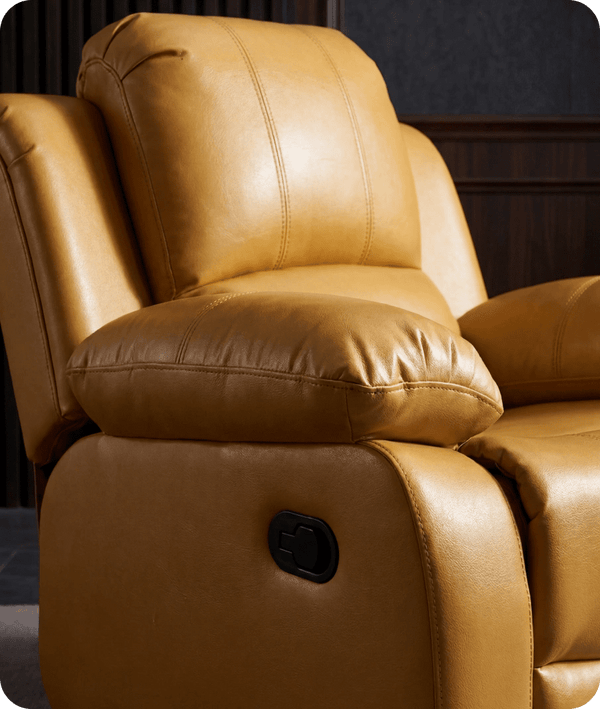 York Leather Mustard Manual Recliner Armchair