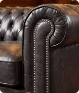Chesterfield Grey Leather Antique Armchair