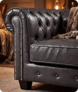 Chesterfield Grey Leather Antique Armchair