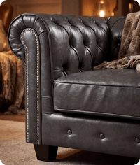 Chesterfield Grey Leather Antique Armchair