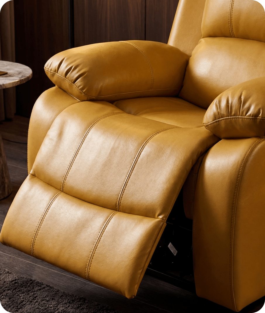 York Leather Mustard Manual Recliner Armchair