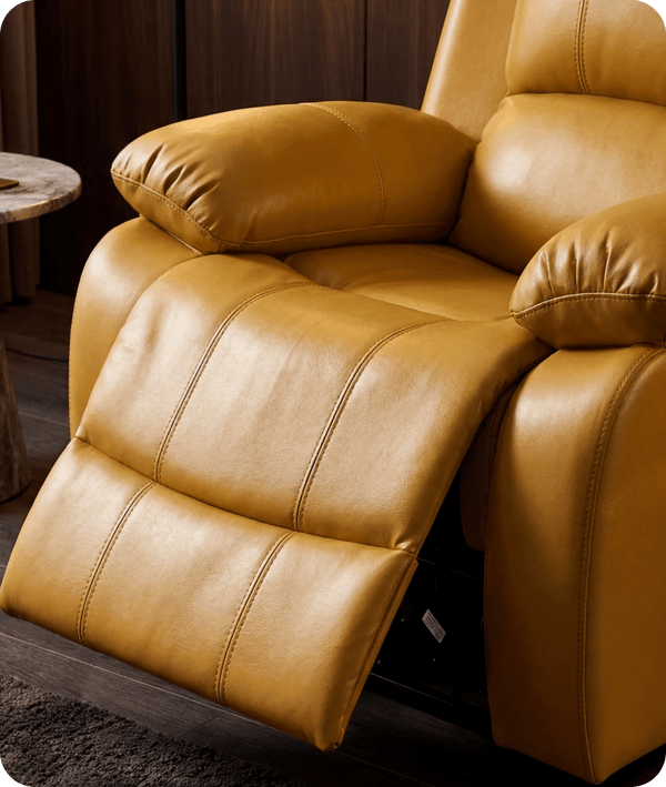 York Leather Mustard Manual Recliner Armchair