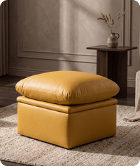 Florence Mustard Leather Footstool