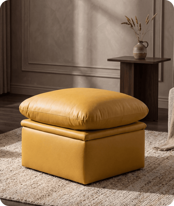 Florence Mustard Leather Footstool