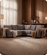 Cotswold Truffle Fabric High Back Corner Sofa