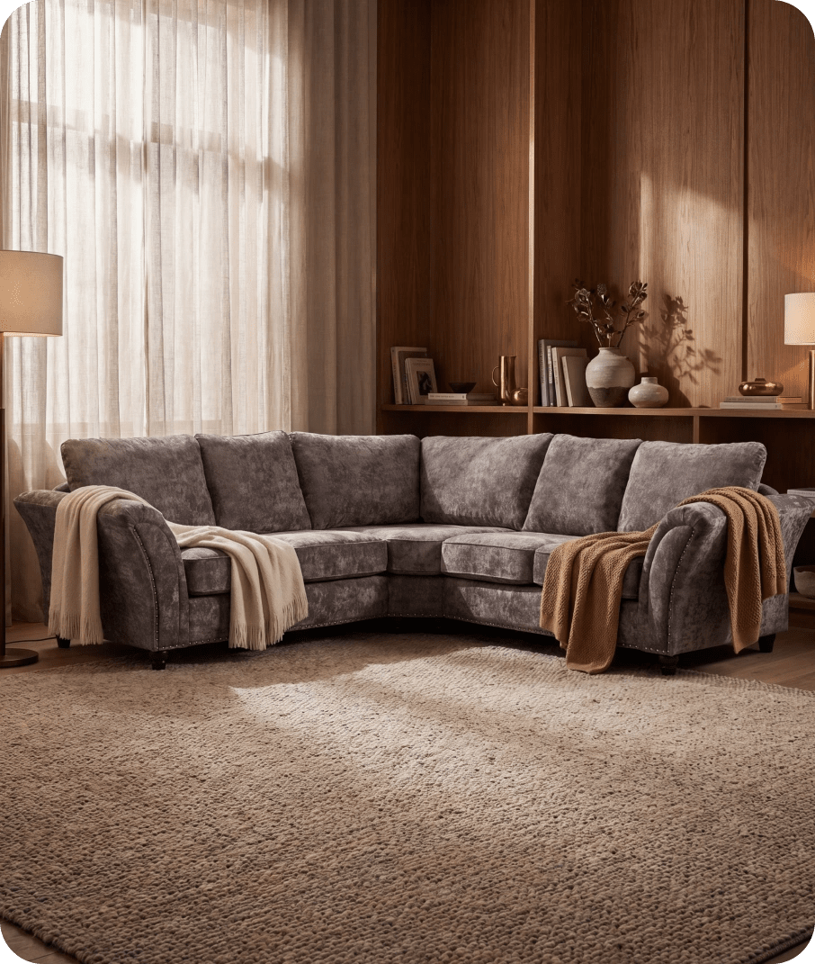 Cotswold Truffle Fabric High Back Corner Sofa