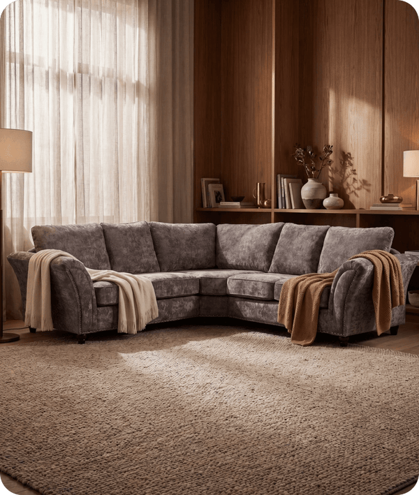 Cotswold Truffle Fabric High Back Corner Sofa