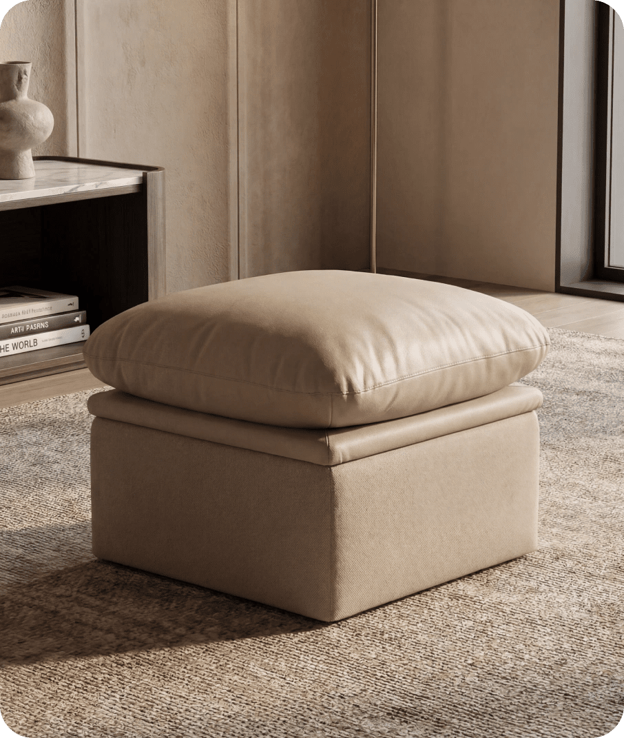 Florence Cream Leather Footstool