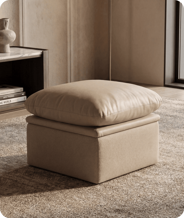 Florence Cream Leather Footstool