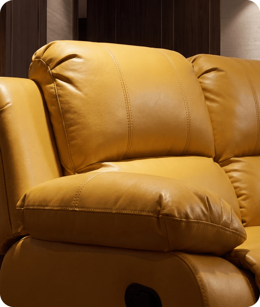 York Mustard Leather Manual Recliner 2 Seater Sofa