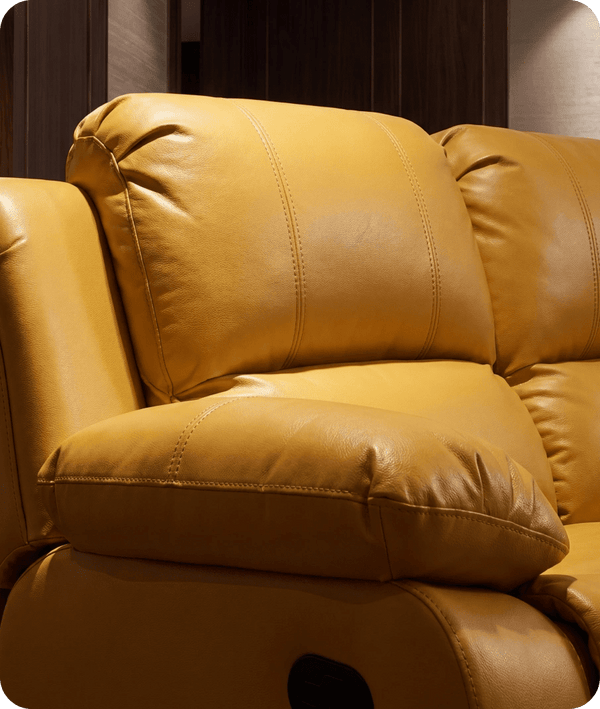 York Mustard Leather Manual Recliner 2 Seater Sofa