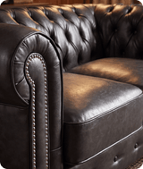 Chesterfield Grey Leather Antique 2 Seater Sofa
