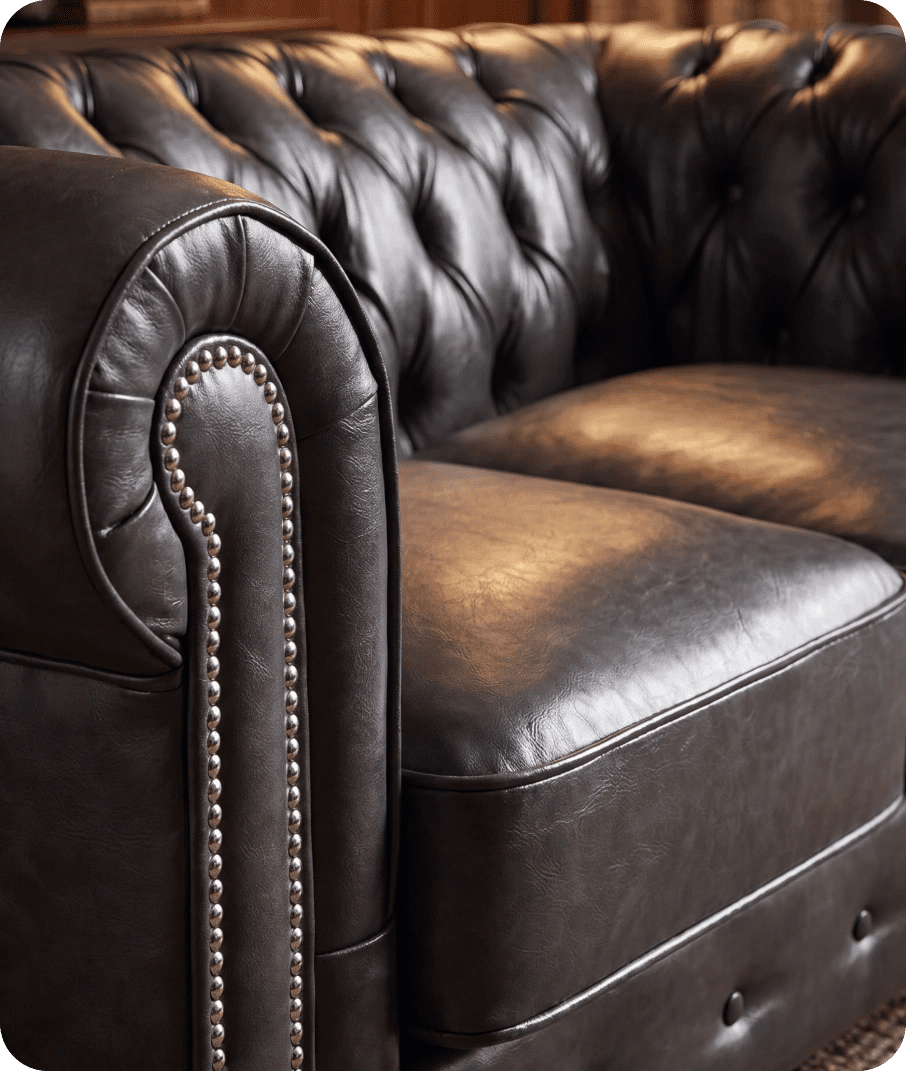 Chesterfield Grey Leather Antique 2 Seater Sofa
