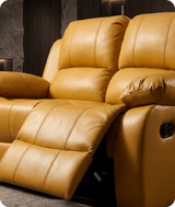 York Mustard Leather Manual Recliner 2 Seater Sofa
