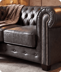 Chesterfield Grey Leather Antique 2 Seater Sofa