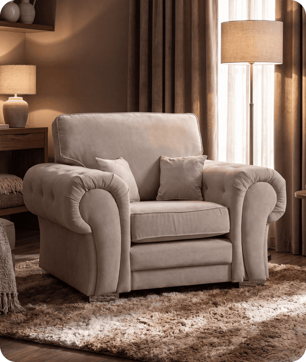 Florence High Back  Cream Fabric Armchair