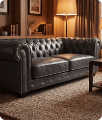 Chesterfield Grey Leather Antique 3 Seater Sofa