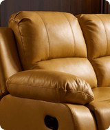York Mustard Leather Manual Recliner 3 Seater Sofa