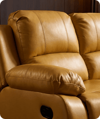 York Mustard Leather Manual Recliner 3 Seater Sofa