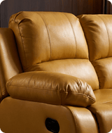 York Mustard Leather Manual Recliner 3 Seater Sofa