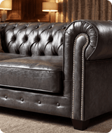 Chesterfield Grey Leather Antique 3 Seater Sofa
