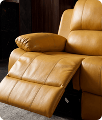 York Mustard Leather Manual Recliner 3 Seater Sofa