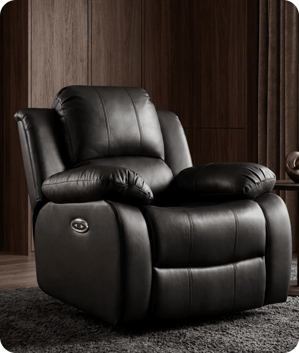 York Black Leather Electric Recliner Armchair
