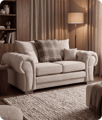 Florence Scatter Back Cream Fabric 2 Seater Sofa