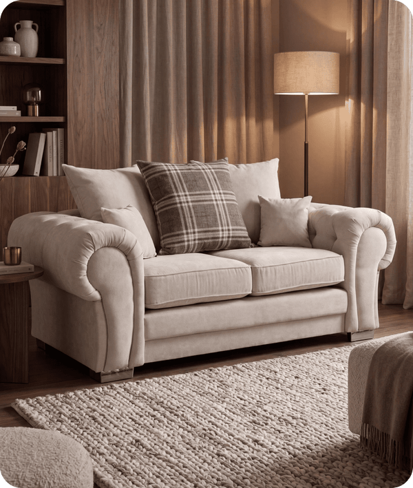 Florence Scatter Back Cream Fabric 2 Seater Sofa