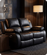 York Black Leather Electric Recliner 2 Seater Sofa