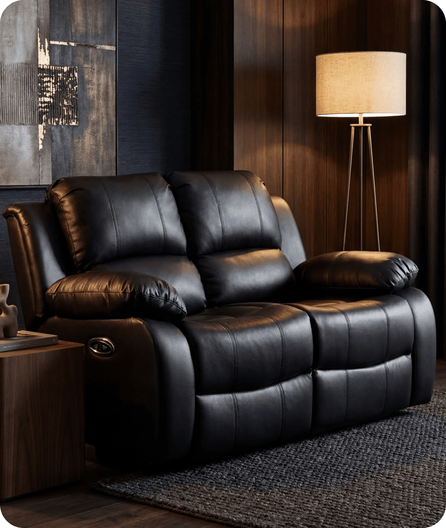 York Black Leather Electric Recliner 2 Seater Sofa