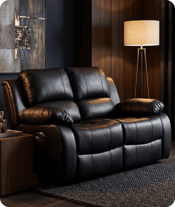 York Black Leather Electric Recliner 2 Seater Sofa