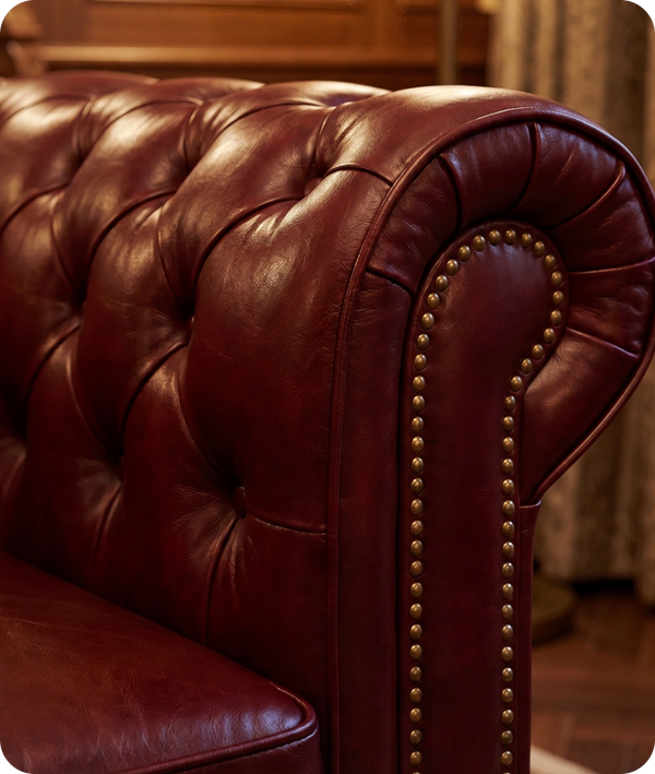 Chesterfield Red Leather Antique Armchair