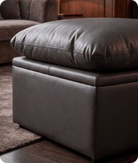 Florence Grey   Leather Footstool