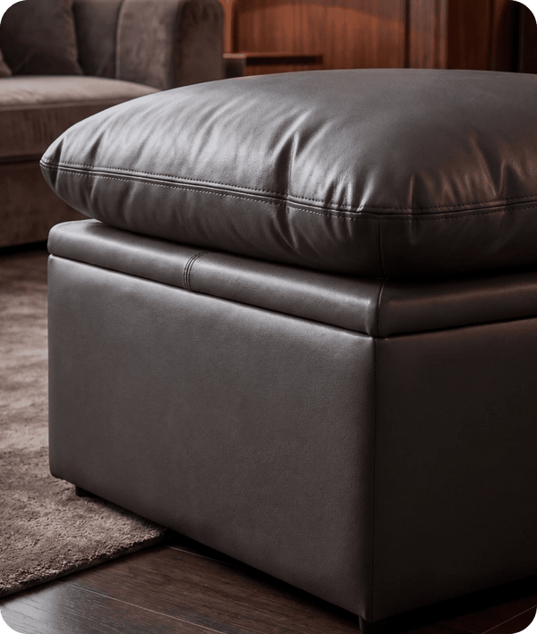 Florence Grey   Leather Footstool