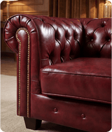 Chesterfield Red Leather Antique Armchair