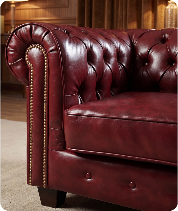 Chesterfield Red Leather Antique Armchair
