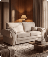Florence High Back Cream Fabric 3 Seater Sofa Bed